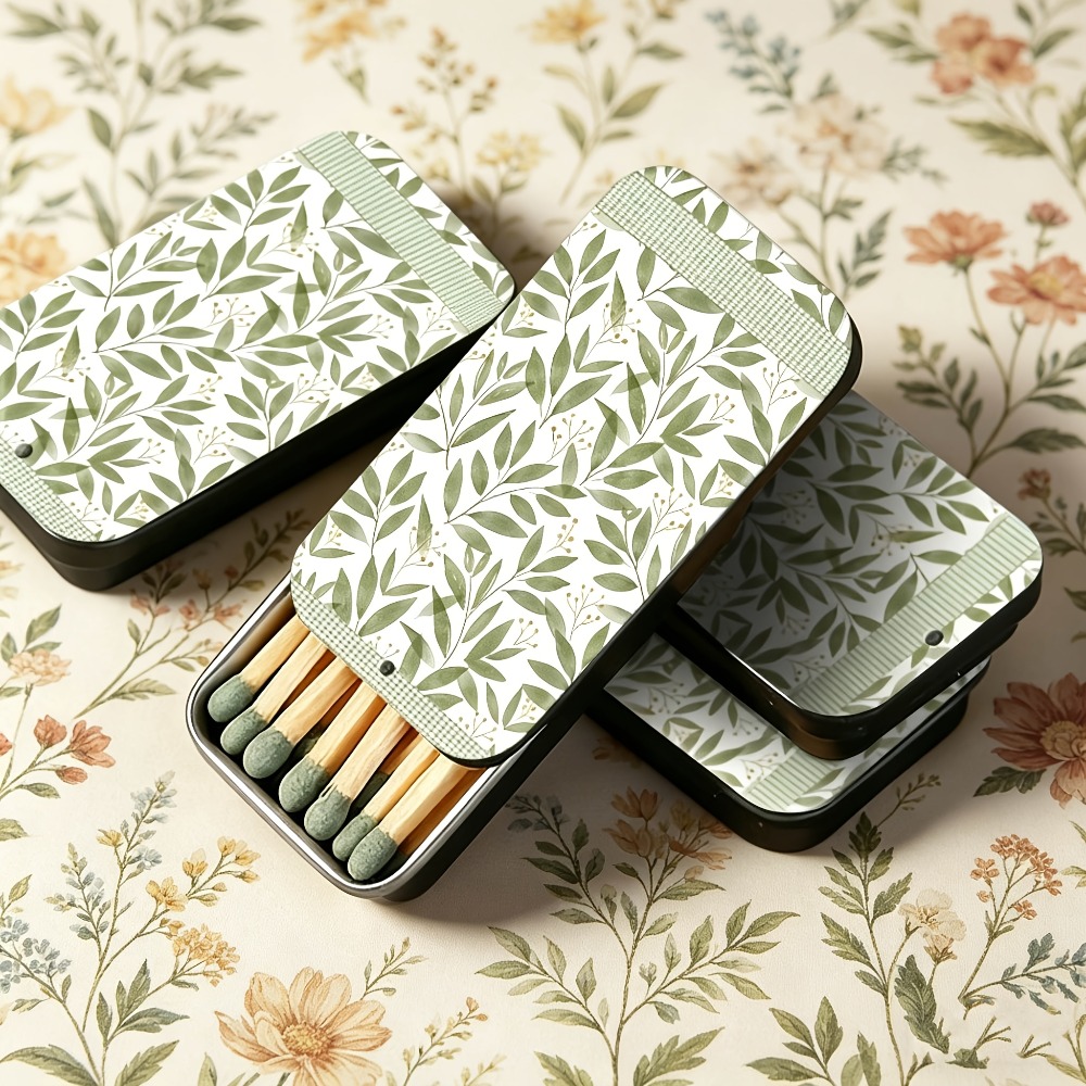 Green Leaf Pattern Tin Matchbo - Candle Lighter ulasan dan harga