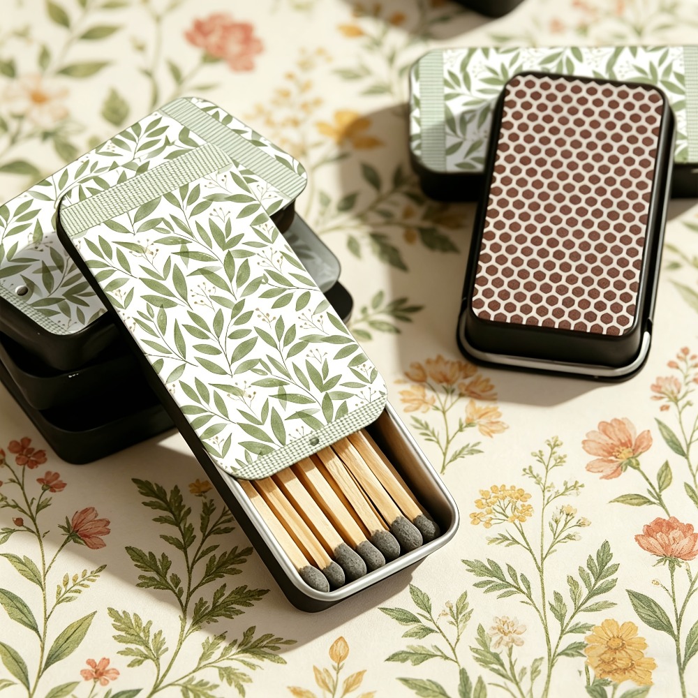 Green Leaf Pattern Tin Matchbo - Candle Lighter ulasan dan harga